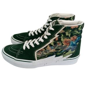 VANS Sk8-Hi Bolt Liquify Avocado Green White Sneakers 9 Canvas Suede Skater